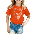 thumbnail image 3 of WhouRiu Toddler Girl T Shirt Orange Sun Print Short Sleeve Tshirt Children Comfy School Soft Casual T Shirts Orange,Sized 3-4, 3 of 3