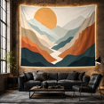 thumbnail image 5 of Sunrise Over Layered Mountain Silhouettes, Serene Mid-Century Modern for Boho Decor Lovers, Nature Color Block Wall Art, Housewarming Gift, Tapestry Wall Hanging for Bedroom and Living Room, 5 of 6