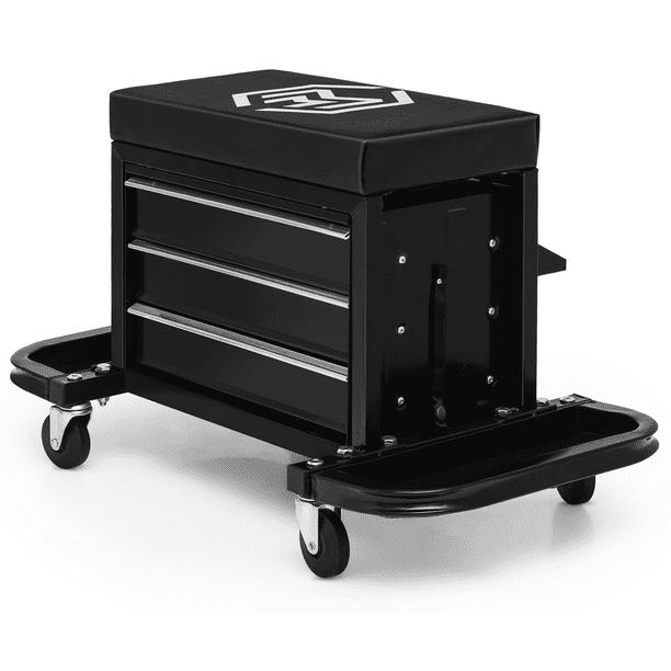 Magshion 3Drawer Rectangular Mechanics Rolling Seat Tool Box with Tool