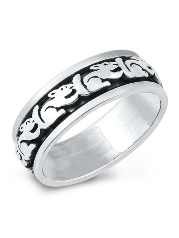 Oxidized Sterling Silver Squirrel Band Ring Size 6