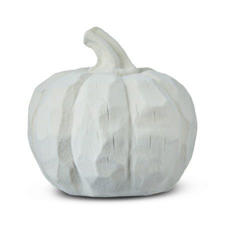 Flocked Resin Pumpkin Tabletop Decor, Cream, 3.5", Fall by Way To Celebrate