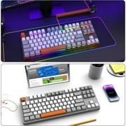 Ajazz AK873 Wired Hot Swappable Mechanical Keyboard, Coiled Cable, 22 RGB Backlit, Classic 3 Color PBT Floating Keycaps, 87% Keyboard with Detachable Magnet Cover, Custom DIY Keyboard