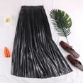 thumbnail image 5 of QHFBli Women's Premium Metallic Shiny Shimmer Accordion Pleated Long Maxi Skirt, 5 of 5