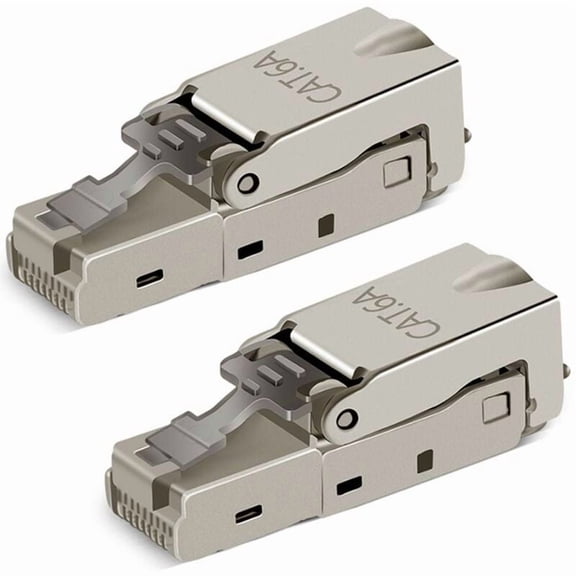 2-Pack Tool-Free Shielded RJ45 Cat6/6A Modular Connector for 23-26AWG Cable