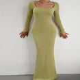thumbnail image 2 of Long Sleeve Square Neck Solid Dress for Women  Perfect for Cocktail Parties, 2 of 7