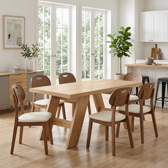 71in Rectangular Dining Table, LEAGHOME 6-8 Seater Kitchen Table, Family Dinner Table for Dining Room, Multifunctional for Home Office & Conference Use, Walnut