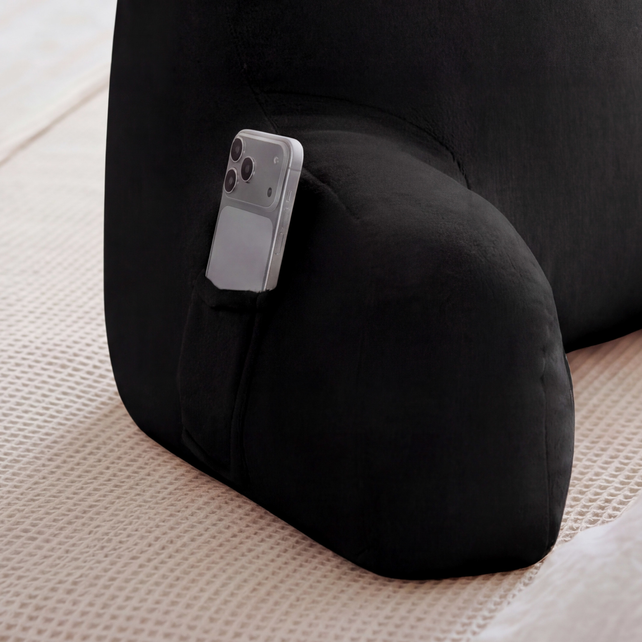 The Sheet Lab Plush Backrest Pillow, Black, 30" x 17" x 17"