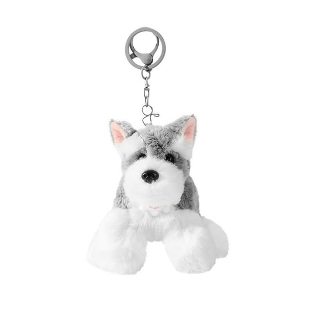 Llavero con forma de perro Schnauzer de peluche