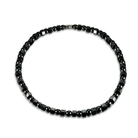 - 1 PCS Weight Loss Healthcare Round Black Stone Magnetic Therapy Necklace Body Care Hematite Stretch Magnet Jewelry For Men and Women