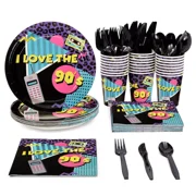 144 Pc I Love the 90s Theme Party Supplies, Retro 1990s Disposable Dinnerware