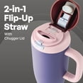 thumbnail image 2 of TAL 40oz Stainless Steel 2-in-1 Straw and Chug Tumbler with Push Lid and Handle, Purple, 2 of 9