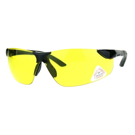

Mens Warp Around Plastic Rim Rimless Safety Glasses Sunglasses Yellow