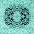 thumbnail image 1 of Ahgly Company Machine Washable Indoor Square Medallion Turquoise Blue Traditional Area Rugs, 8' Square, 1 of 4