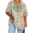 thumbnail image 2 of Aloohaidyvio Plus Size Shirts for Women,Women's Soft Vintage Flower T Shirts Summer Short Sleeve V Neck Casual Soft Tops 2024 Trendy Loose Basic Tee Blouse, 2 of 4