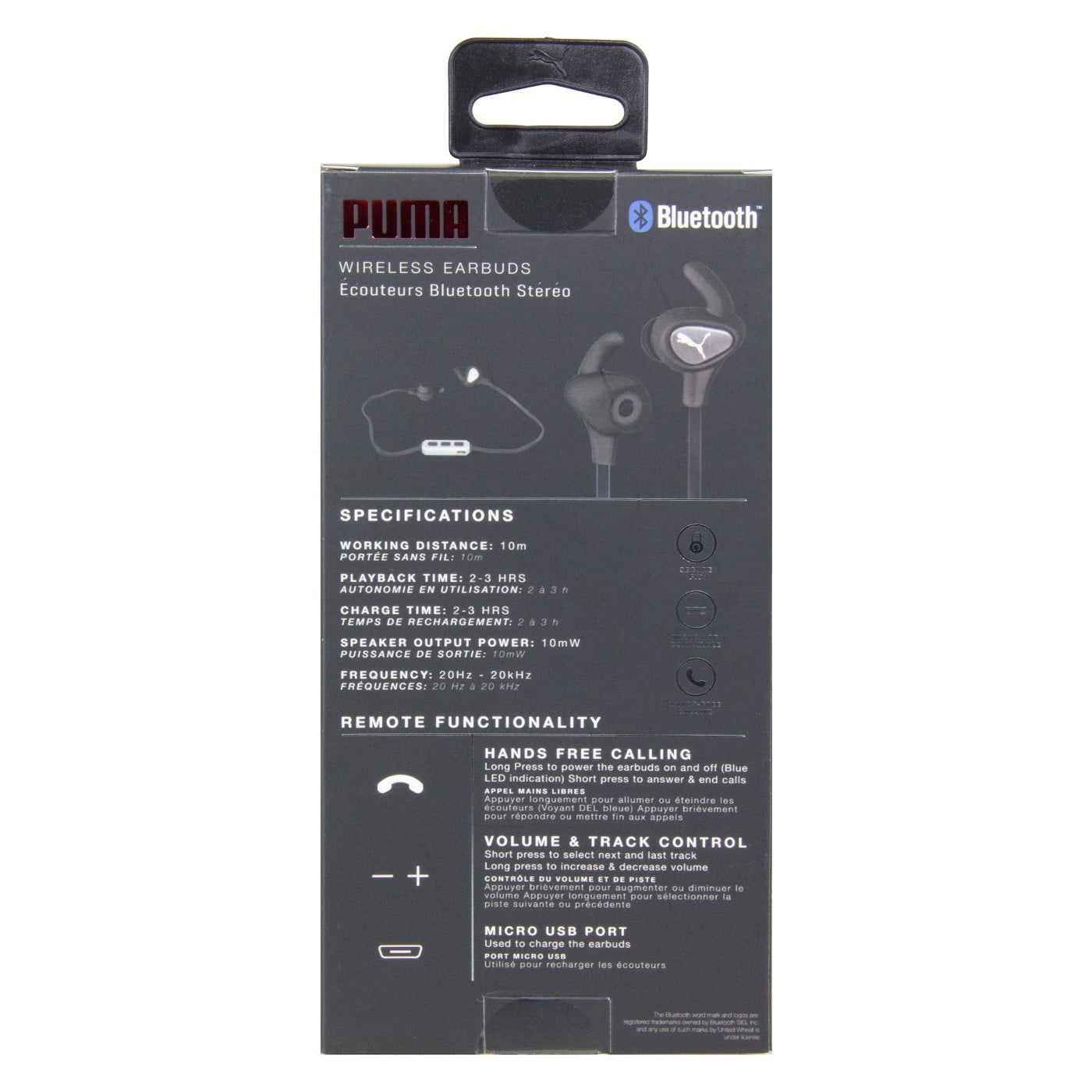 Puma Bluetooth Earbuds, Black/Pink 