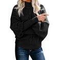 thumbnail image 2 of Baqcunre Women's New Winter Mid-Neck Loose Long-Sleeved Knit Solid Color Sweater Sweaters for Women Trendy Turtle Neck Sweaters for Woman Winter Sweaters for Women Womens Tops Black Xxl, 2 of 6