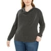 Michael Kors Women's Plus Size Metallic-Stripe Cowlneck Sweater Gray Size 2X