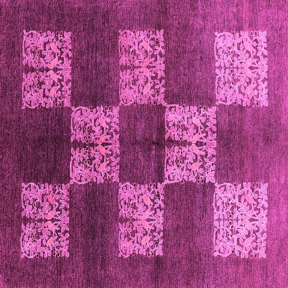 Ahgly Company Indoor Square Oriental Pink Industrial Area Rugs, 4' Square