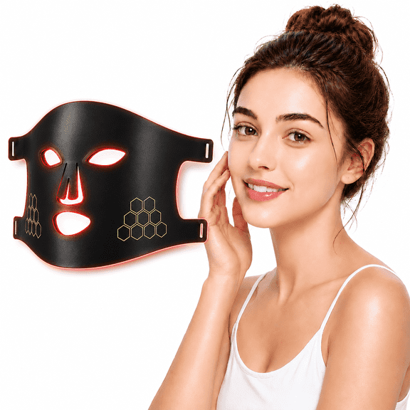 LED Light Therapy Mask for Face, Silicone Reusable Facial Skin Care Tool for Home and Travel Use