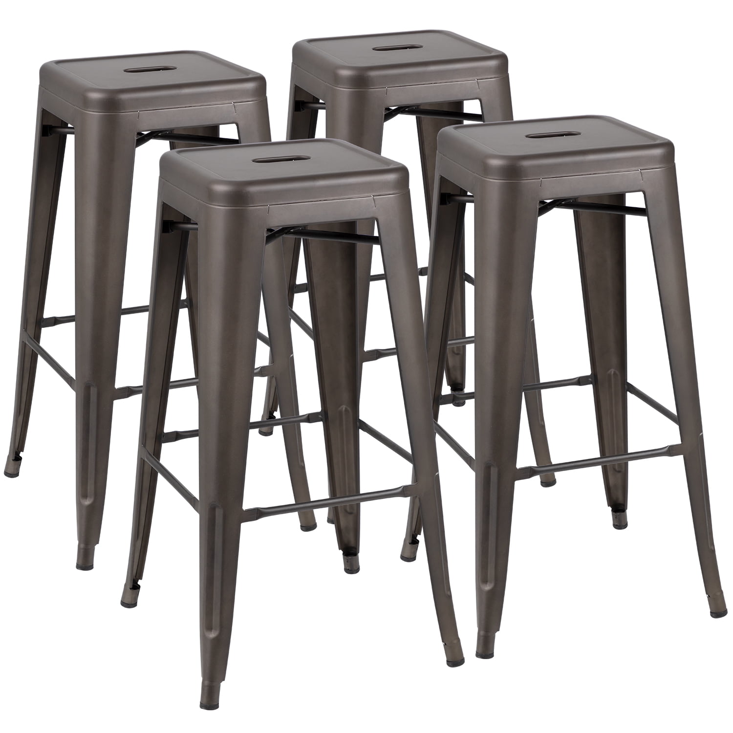 Set of 4 Tolix Style Stackable Industrial Metal 30" Bar Stools 