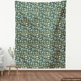 thumbnail image 4 of Ambesonne Retro Fabric by the Yard Upholstery, Flowers Leaves Zigzag Art, 3 Yards, Earth Yellow Slate Blue, 4 of 5