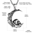 thumbnail image 6 of HZMAN Mens Women Gothic Retro Moon Crescent Skull Stainless Steel Pendant Necklace 22+2 Inch Chain (Silver), 6 of 6