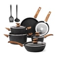thumbnail image 1 of Juego de utensilios de cocina DishDelight, antiadherentes, 12 piezas, de inducción, color negro, 1 of 8