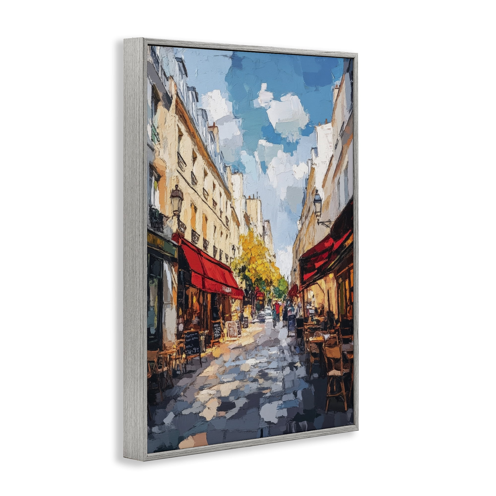 Stupell Industries Charming Paris Street Scene Gray Framed Giclee Art, design by Petal Prints Design