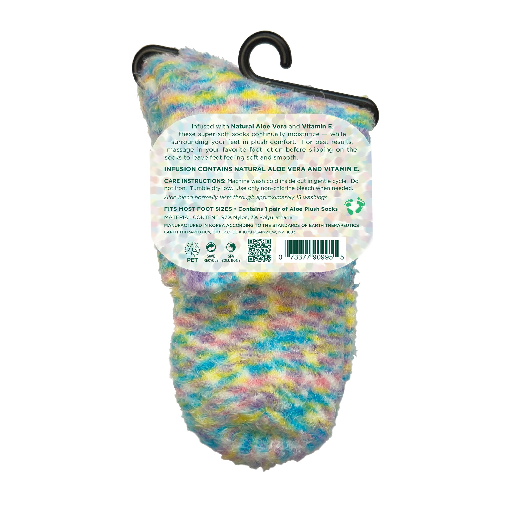 Earth Therapeutics Aloe Socks are Infused with Aloe Vera & Vitamin E; These Super Soft Socks Continually Moisturize Your feet. One Size