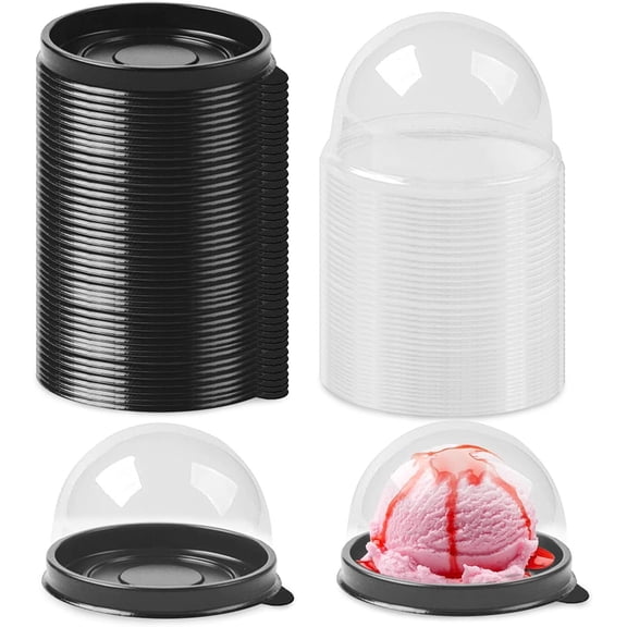 Clear Plastic Mini Cake Box Muffins Box,50 Pieces Cookies Muffins Dome Box Wedding Birthday Gift Box (2 Inch) (Black)