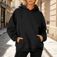 thumbnail image 2 of LIIPEE Casual Solid Color Hoodies For Women Long Sleeve Hooded Sweatshirts Ladies Autumn Winter Comfortable Daily Pullover With Pockets,XL, 2 of 4