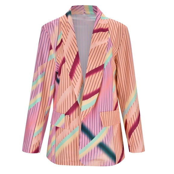Vedolay Jackets for Women Women's Casual Long Sleeve Lapel Button Open Front Work Office Jackets Suit,Pink XL