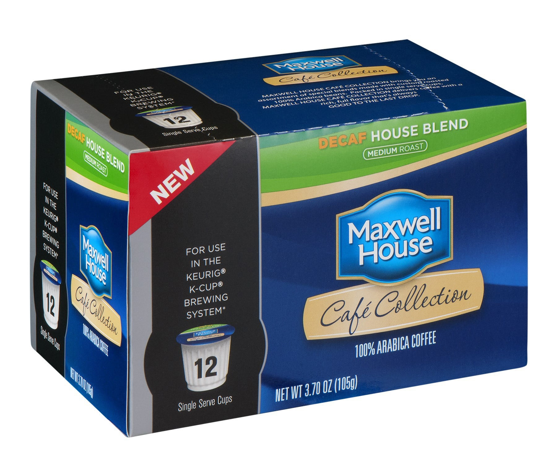 Maxwell House Cafe Collection Decaf House Blend KCups, 3.7 OZ (Pack of