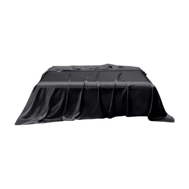 Sábana bajera ajustable de poliéster satinado de color liso de 170x230cm, fácil de cuidar, resistente a las arrugas y a las manchas, ropa de cama refrescante, tejido suave similar a la seda para