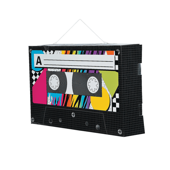 Fun Express 6 Pieces Cassette Tape Hanging Décor, 80's Party Décor