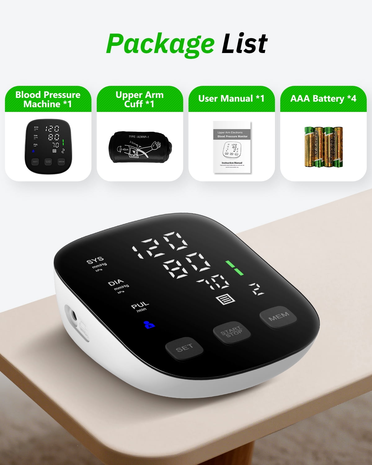 HealthTree Blood Pressure Monitors for Home Use, Adjustable Digital BP Large Cuff