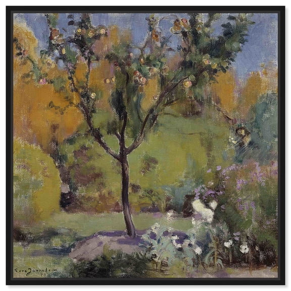 Apple Tree Canvas Vintage Coastal Landscape Wall Art by Art Remedy, Black Frame, 12" x 12"