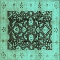 thumbnail image 1 of Ahgly Company Indoor Square Oriental Turquoise Blue Traditional Area Rugs, 4' Square, 1 of 4