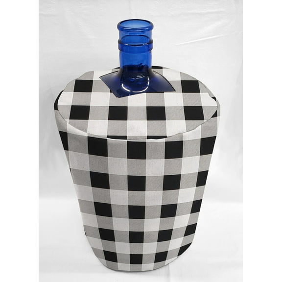 Buffalo Check Plaid Water Bottle Cover by Penny's Needful Things (3 Gallon Cover)(Top Spout) (White)