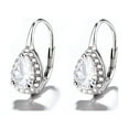 thumbnail image 2 of Sterling Silver Pear Omega Lever-back Halo Earring with crystals from Swarovski, 2 of 4