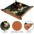 thumbnail image 3 of Women Girls Leather Square Dish Trinket Plate Jewelry Tray for Mothers Day Birthday Gift, Cat Flowers Night, 3 of 6