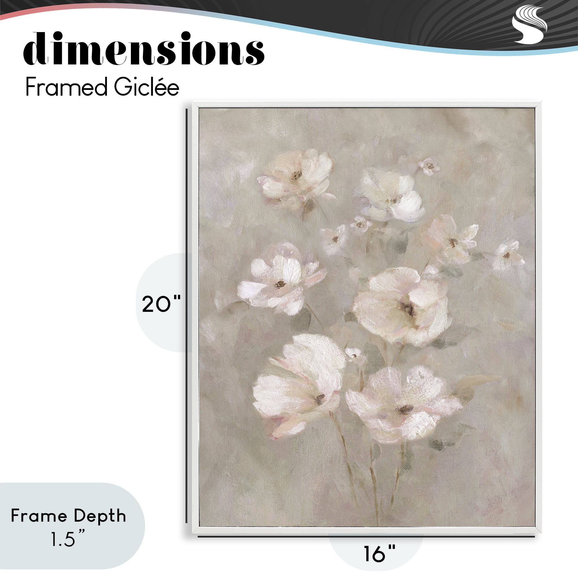 Stupell Industries Blush Florals over Beige White Framed Giclee Art, design by Carol Robinson