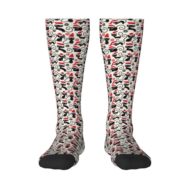 Balery Christmas Cat Calcetines novedosos Calcetines deportivos Calcetines hasta la rodilla Calcetines de algodón Calcetines originales y geniales