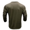 thumbnail image 4 of Previn Men's Henley Shirt Soft Button Slimming Blouse Top Slim Fit Fall Henley Casual Spandex Crew Neck Comfy Army Green Medium, 4 of 5