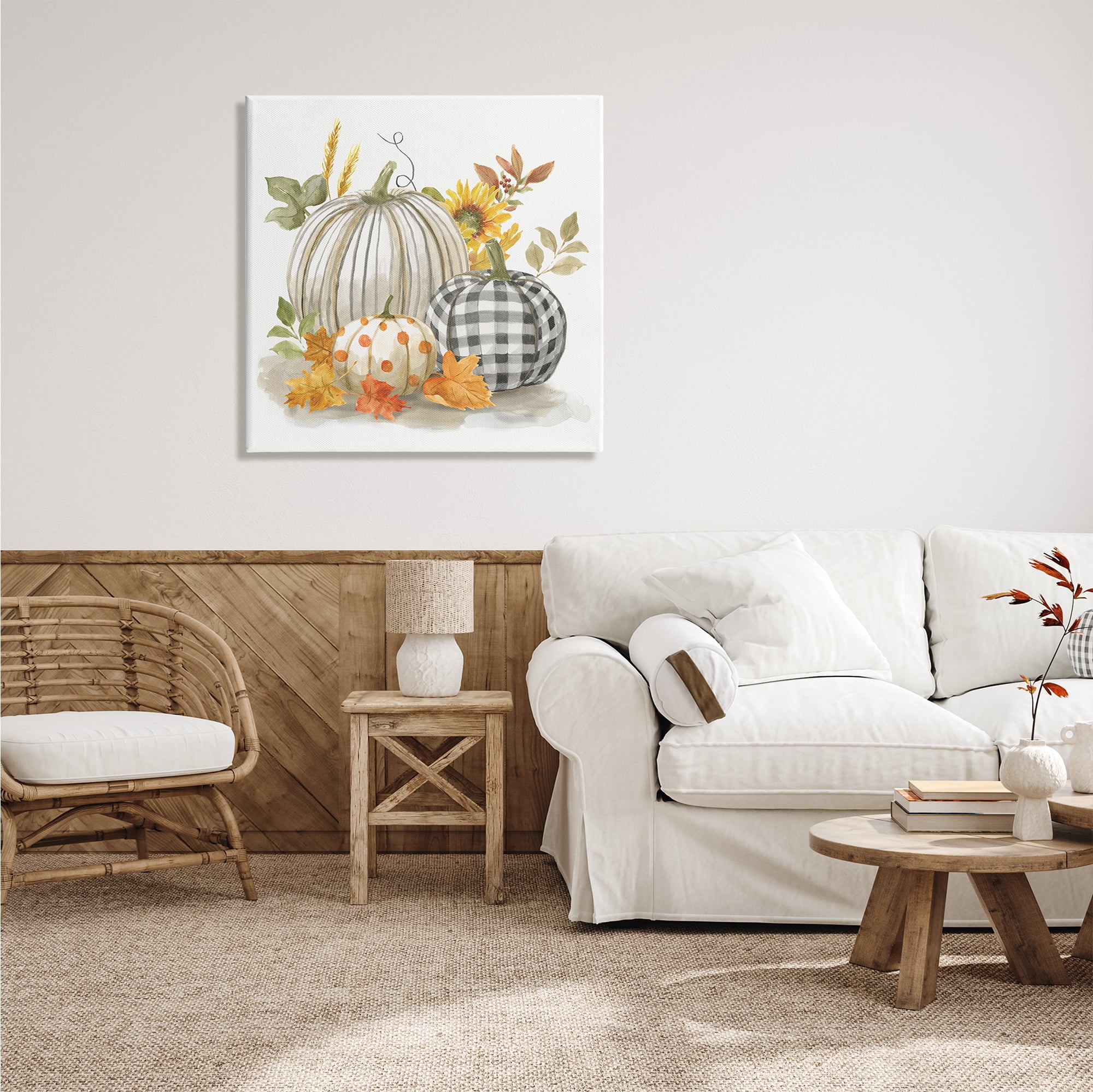 Stupell Indtries Patterned Pumpkins Autumn Harvest Country Still Life ,30 x 30,Design by Nan