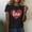 Black, variant on Valentines Day Shirts Women Cute Heart Print Shirt Casual Valentines Top for Women Short Sleeve Love Letter Graphic Tees Tops Crewneck Pullover T-Shirts Size 2X 3X