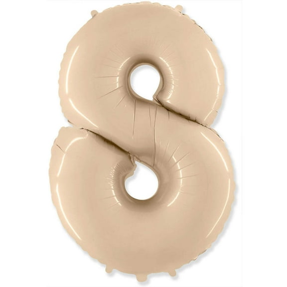 42 inch Number 8 - Party Brands - Satin Cream Foil Mylar Balloon - Party Supplies Decorations