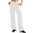 thumbnail image 2 of Womens Cargo Sweatpants Fleece Wide Leg Sweat Pants High Waisted Baggy Athletic Joggers Pants with Pockets 06-White M, 2 of 5