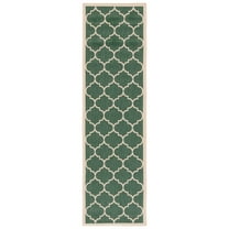 SAFAVIEH Courtyard Alyssa Geometric Indoor/Outdoor Runner Rug, Dark Green/Beige, 2'3" x 8'