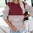 thumbnail image 2 of Cmfcve Sweatshirt for Women Striped Contrast Casual Tunic Tops Crew Neck Long Sleeve Pocket Loose Pullover, 2 of 6